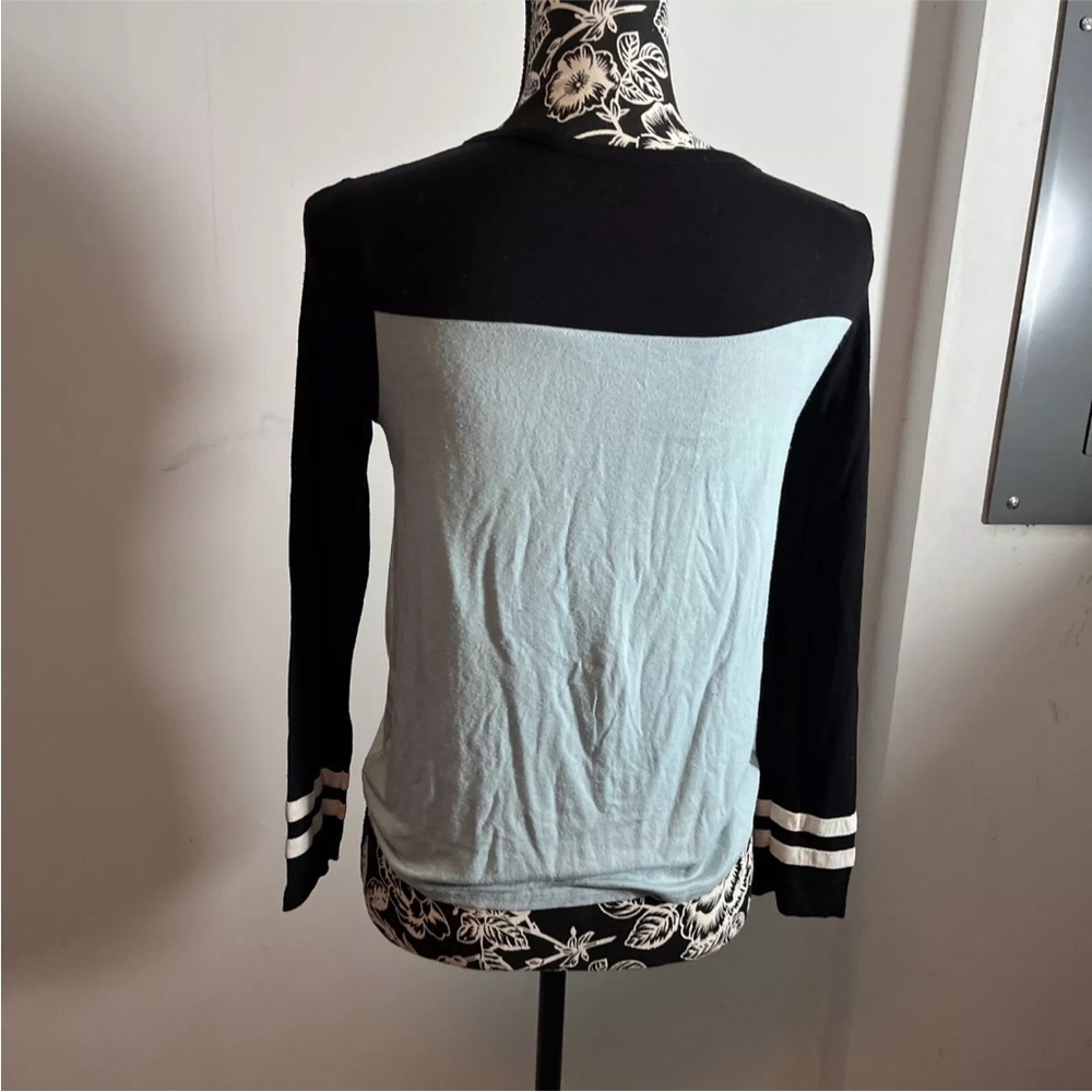 Justice Long Sleeve Shirt Logo #4 Baby Blue Black White Size 12 - Picture 4 of 4